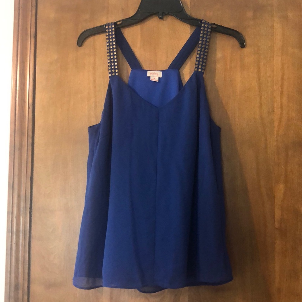 Blue blouse with rivet accent